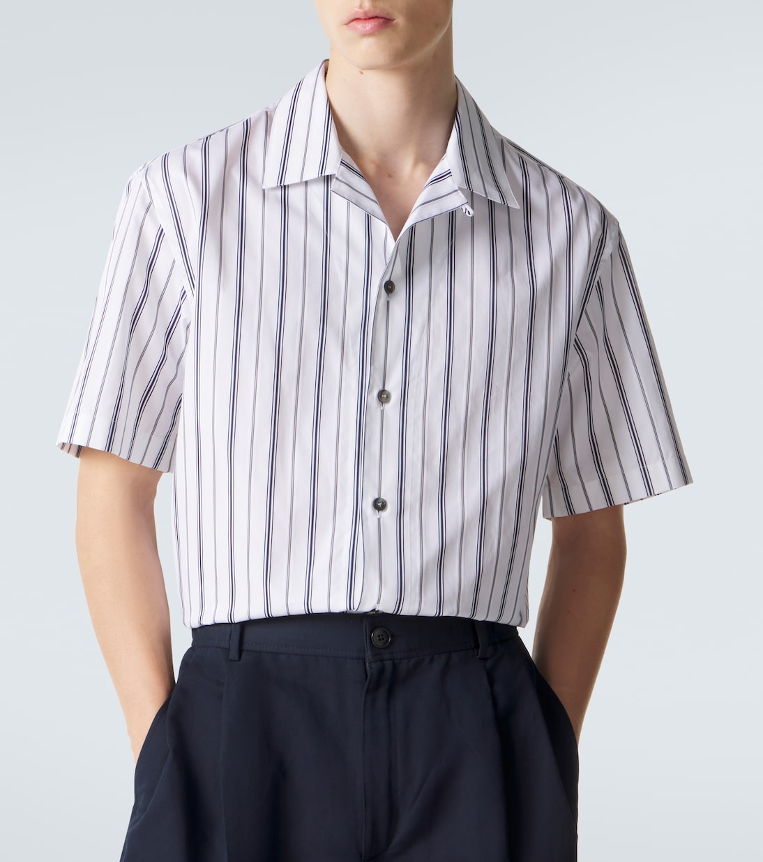 Camicia bowling in popeline di cotone a righe | Brioni