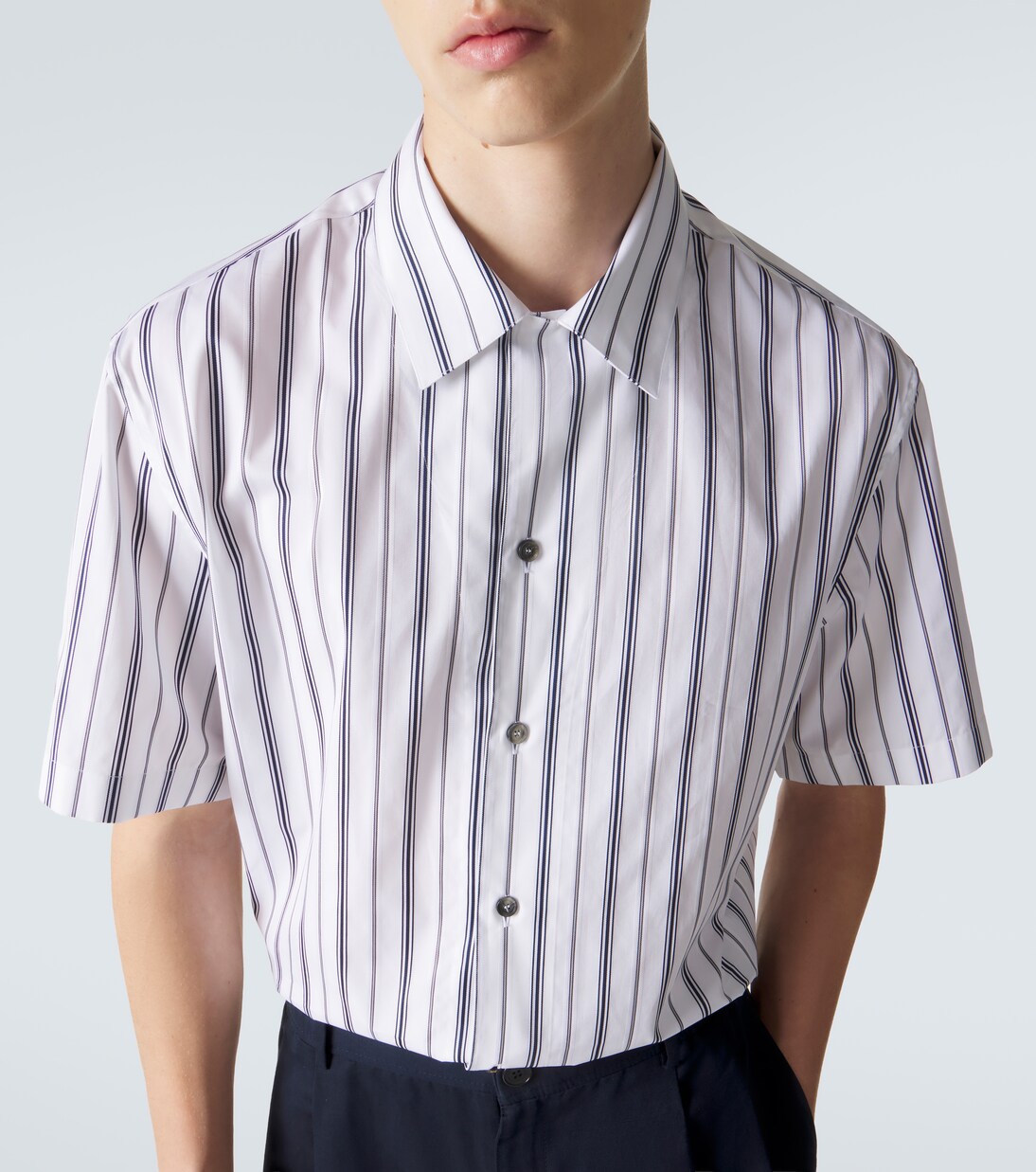Camicia bowling in popeline di cotone a righe | Brioni