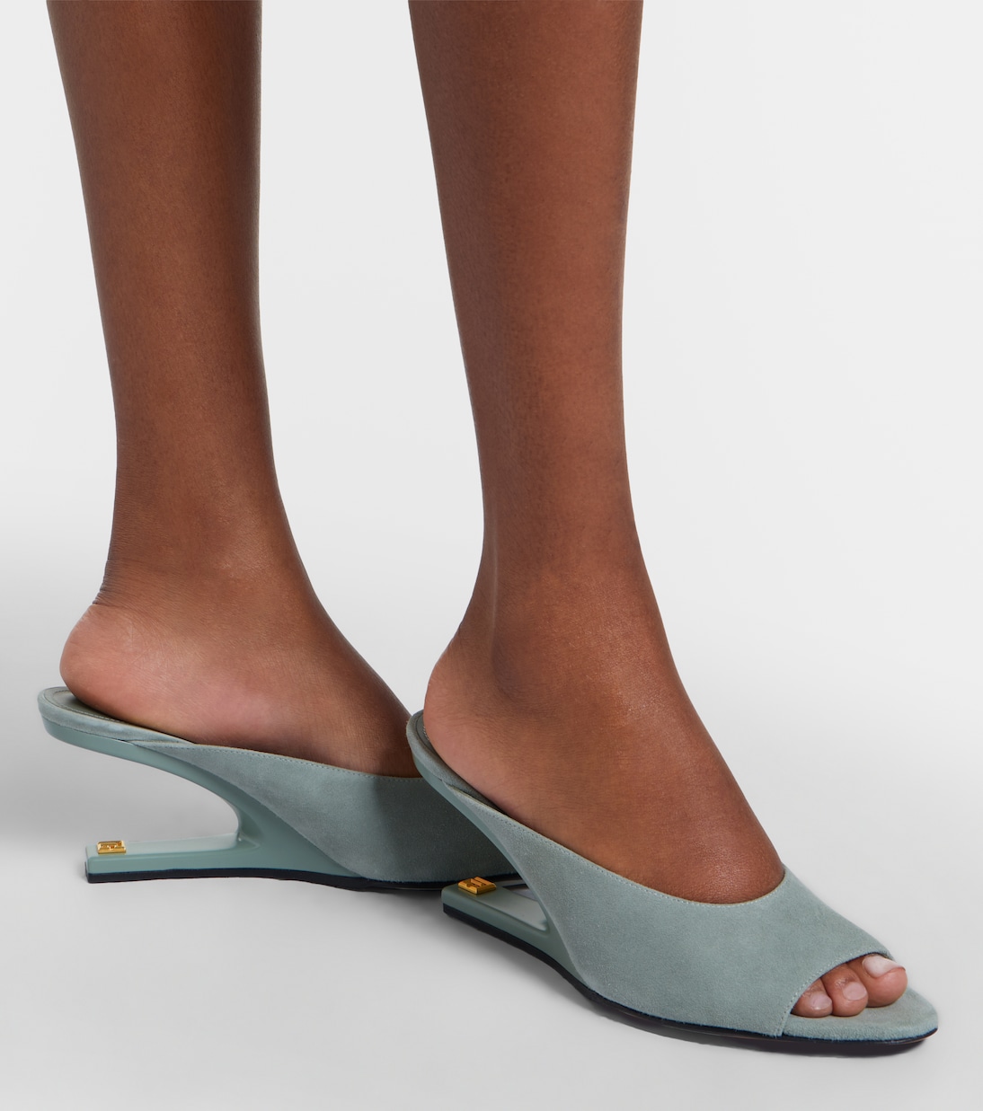 Suede cutout wedge mules | Balmain