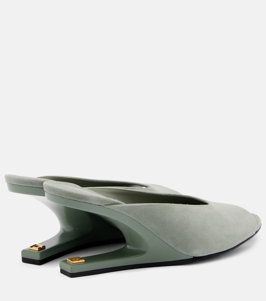 Suede cutout wedge mules | Balmain