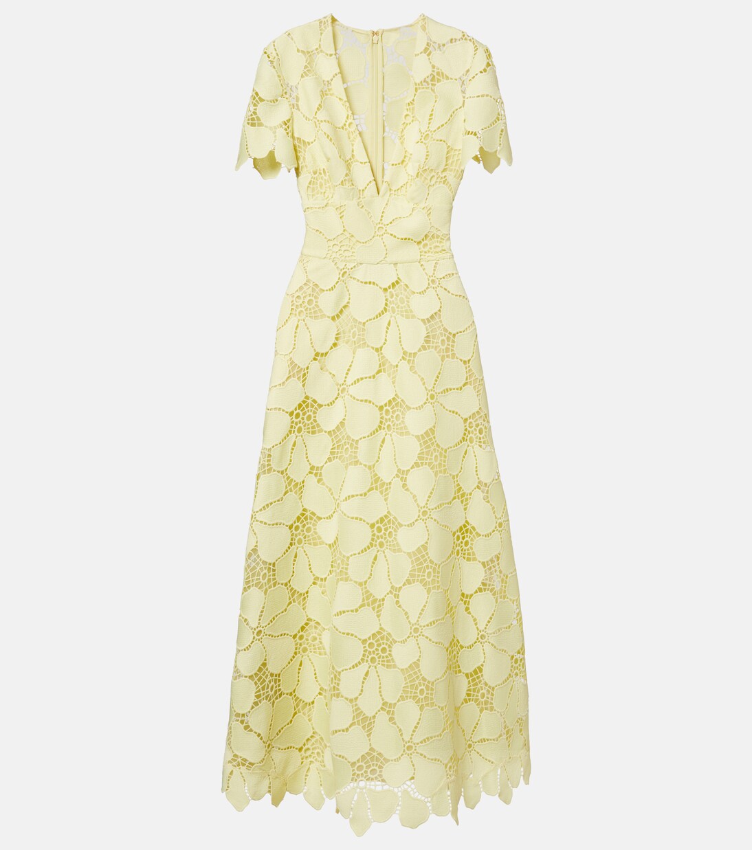Floral silk-blend guipure midi dress | Elie Saab