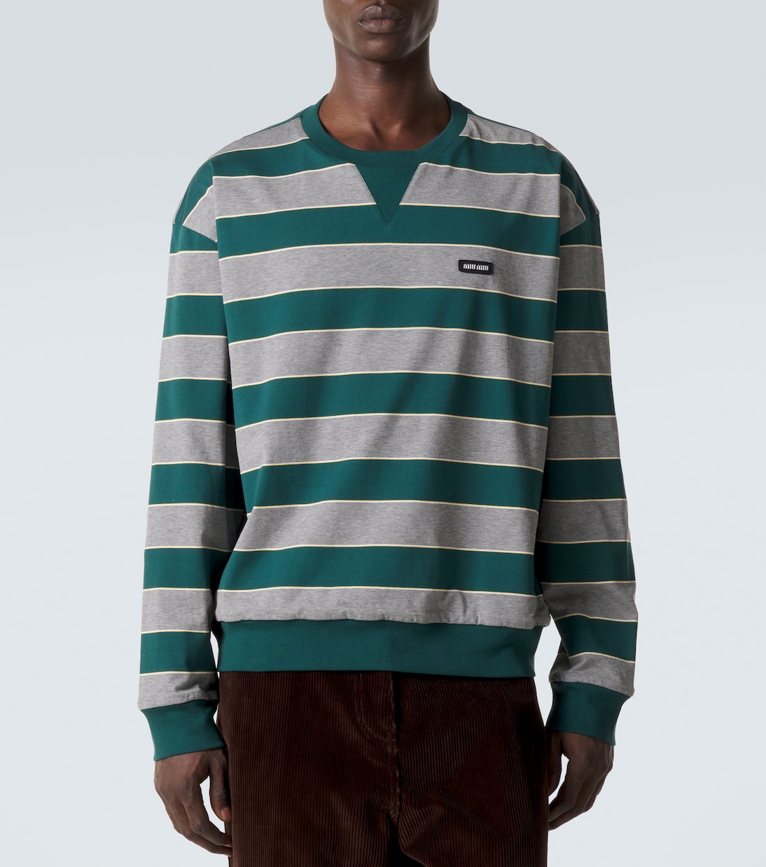 Striped cotton jersey sweatshirt | Miu Miu