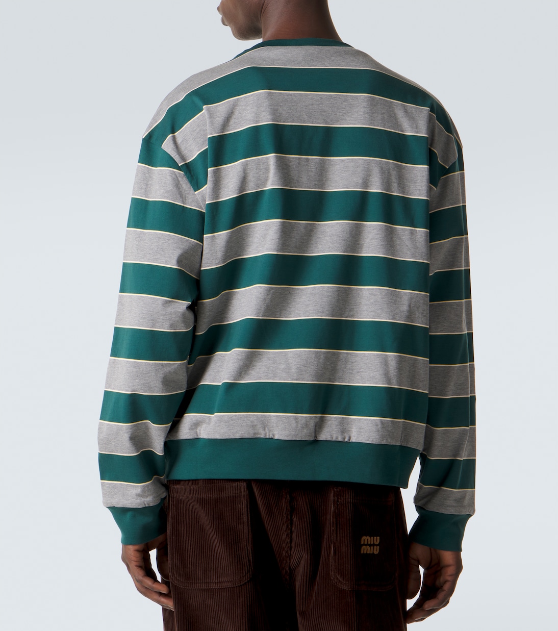 Striped cotton jersey sweatshirt | Miu Miu