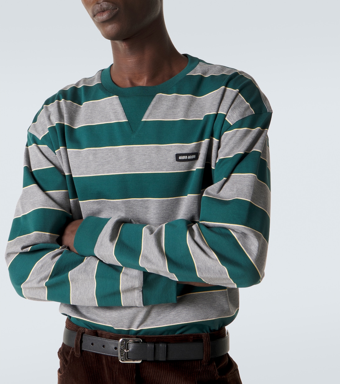 Striped cotton jersey sweatshirt | Miu Miu