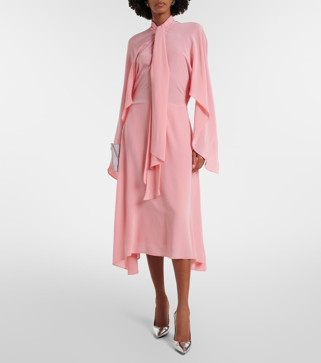 Tie-neck silk midi dress | Stella McCartney
