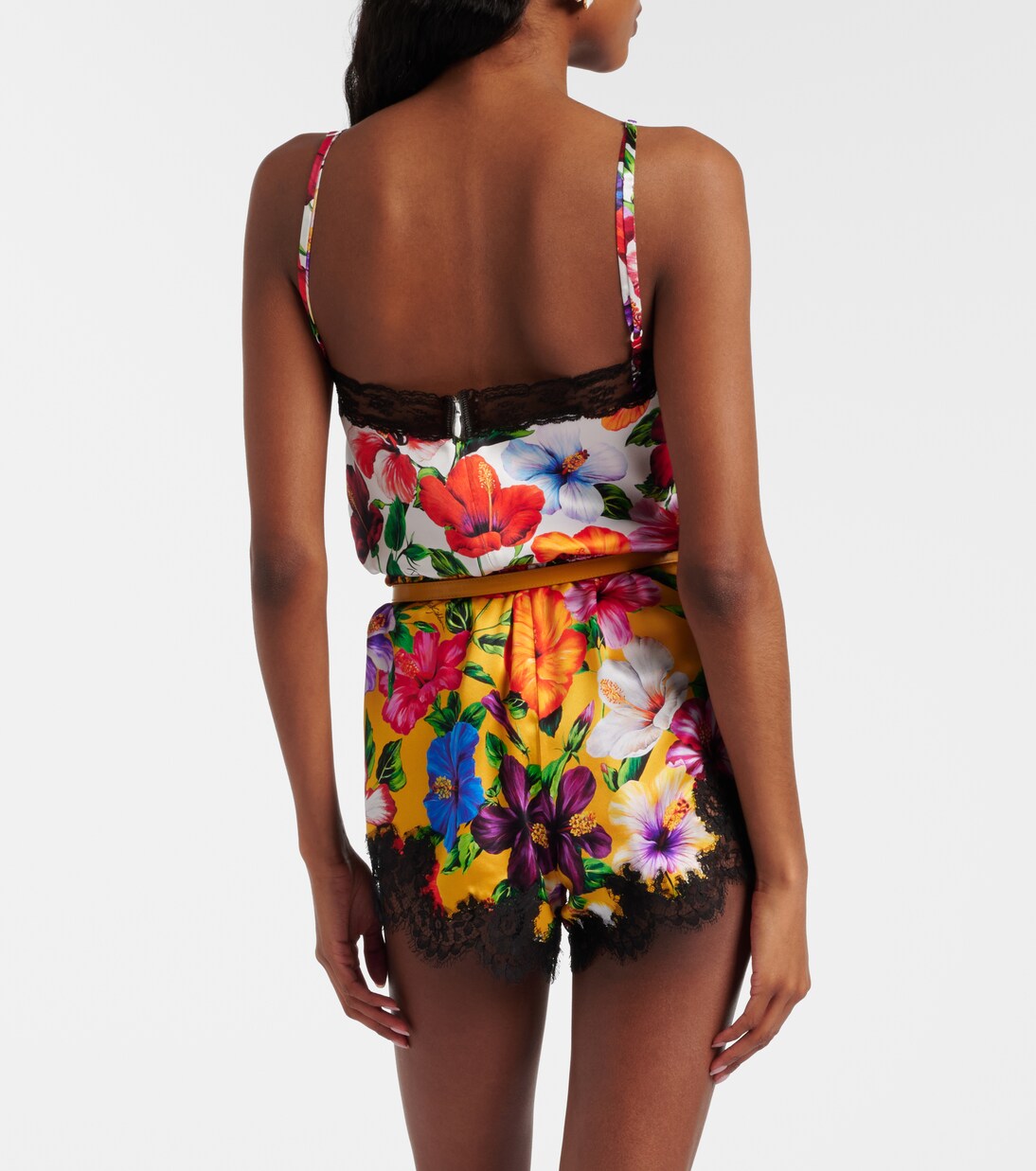 Shorts de satén en mezcla de seda florales | Dolce&Gabbana
