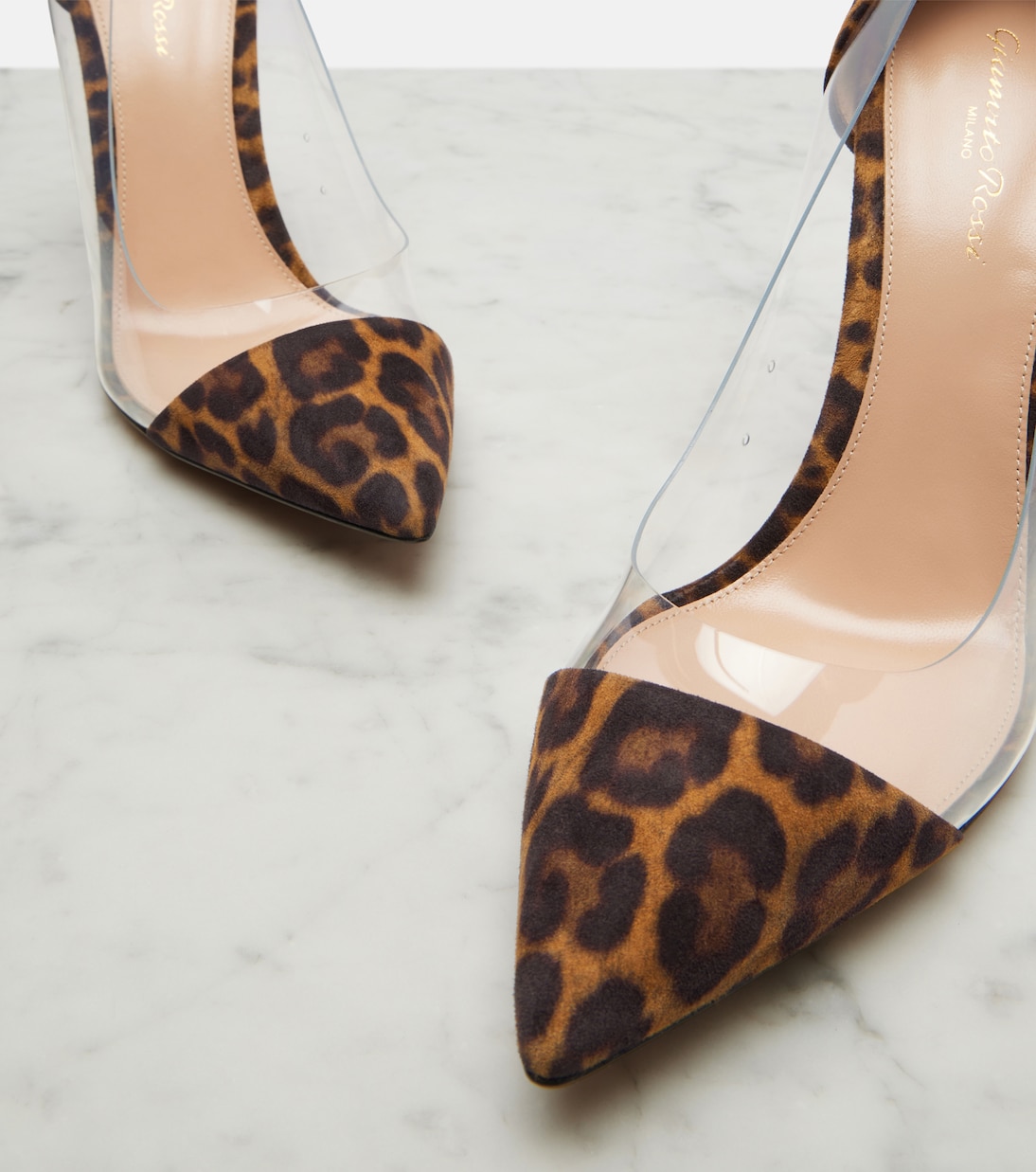 Plexi leopard-print suede and TPU pumps | Gianvito Rossi