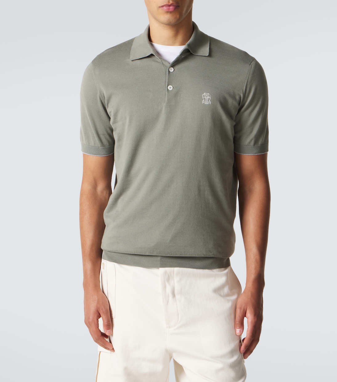 Logo cotton piqué polo shirt | Brunello Cucinelli