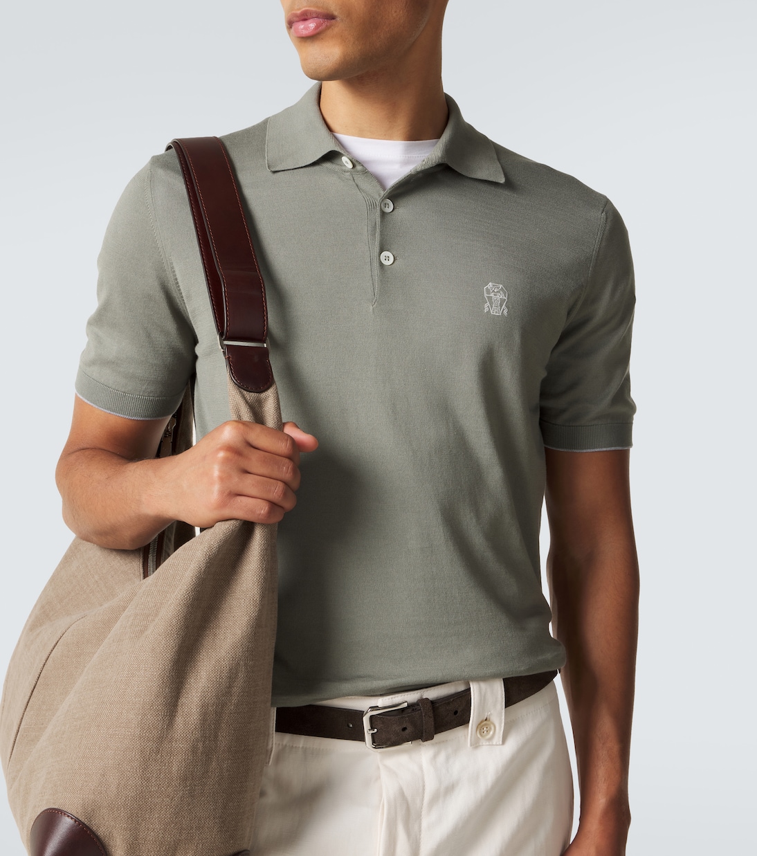 Logo cotton piqué polo shirt | Brunello Cucinelli