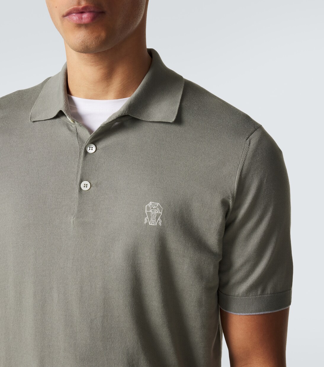 Logo cotton piqué polo shirt | Brunello Cucinelli