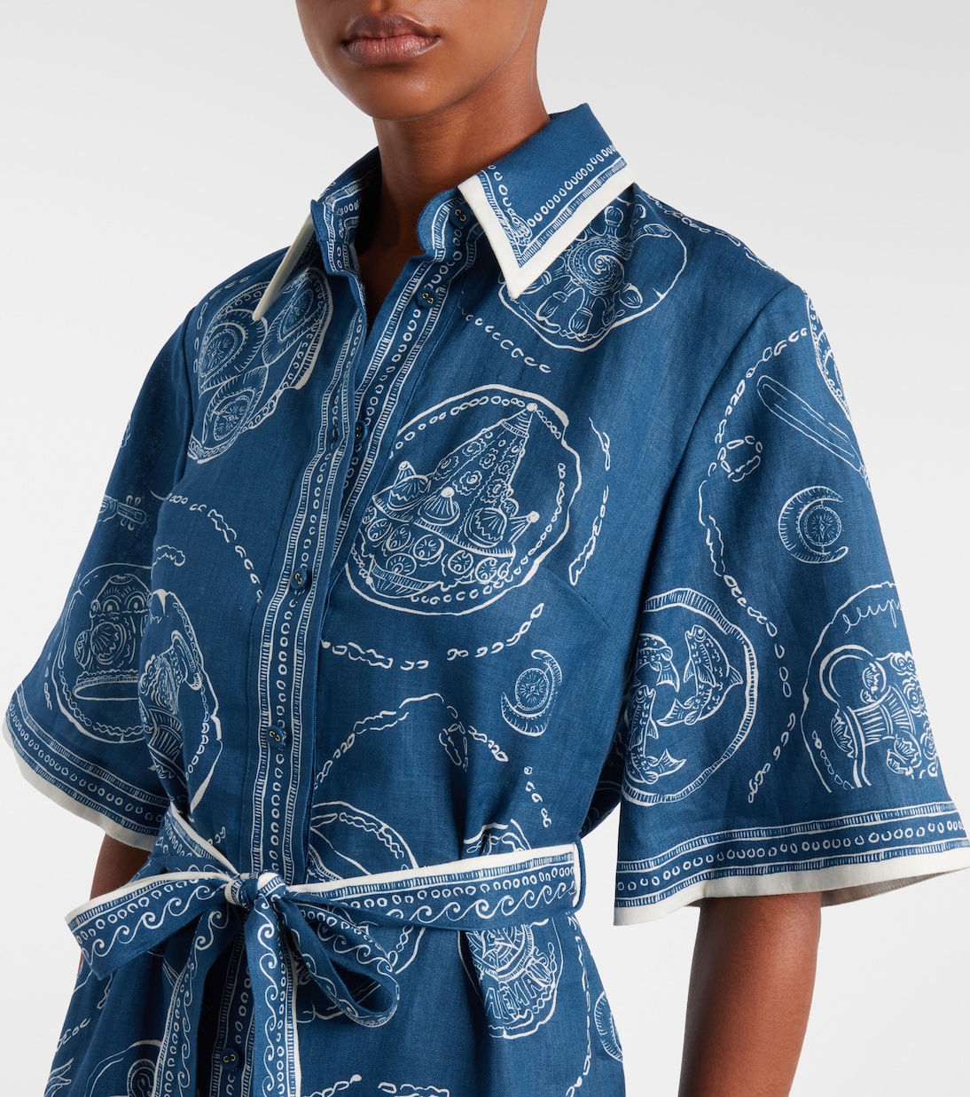 Robe chemise Lucky en lin à ceinture | Alémais