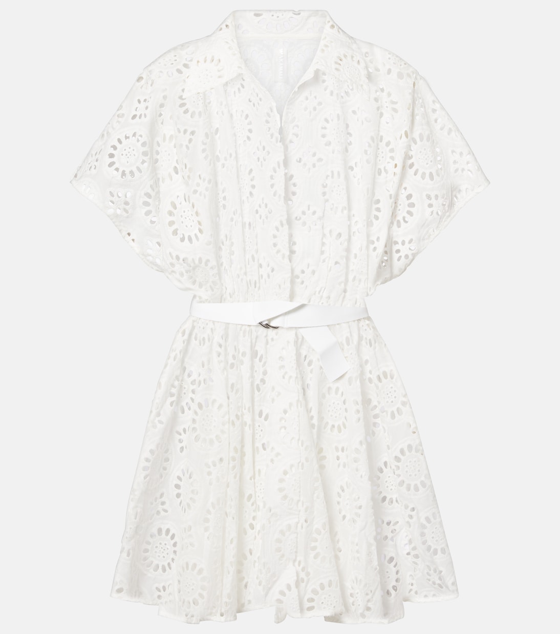 Belted broderie anglaise cotton mini dress | Norma Kamali