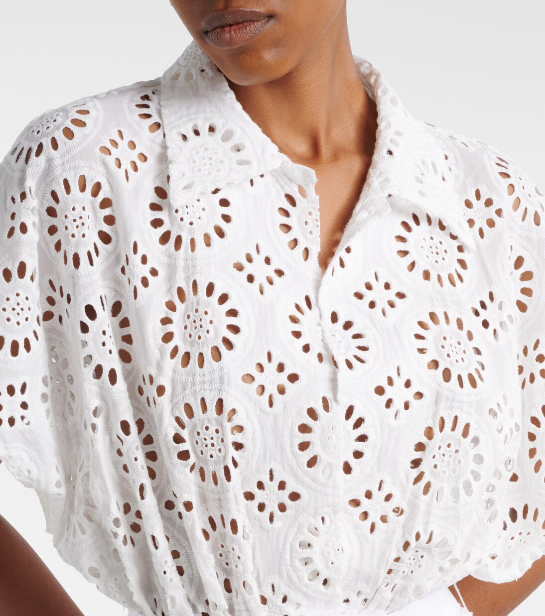 Belted broderie anglaise cotton mini dress | Norma Kamali
