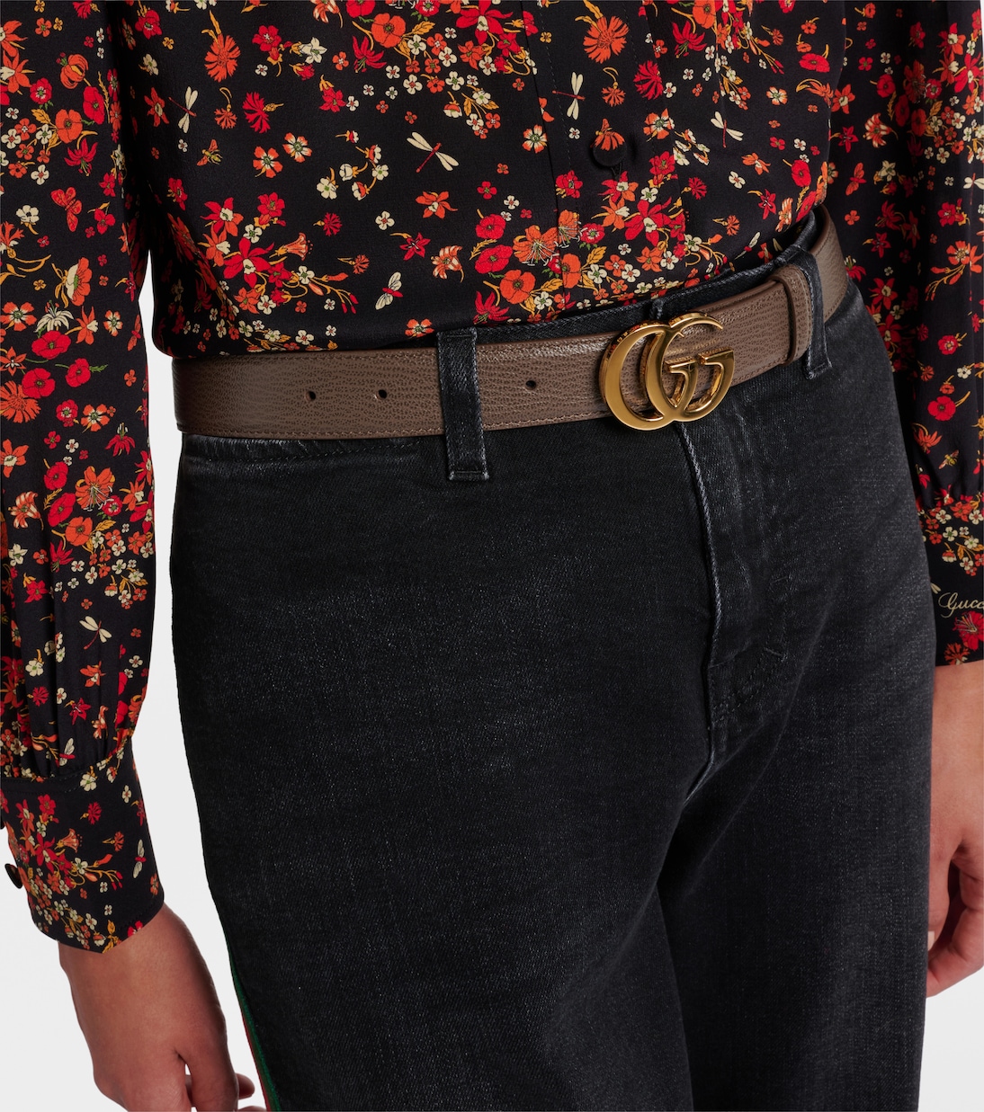 Cinturón Marmont de piel con GG | Gucci