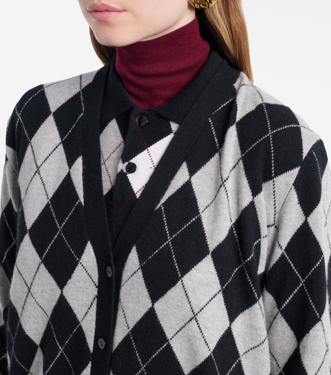 Raelyn argyle cashmere cardigan | Lisa Yang