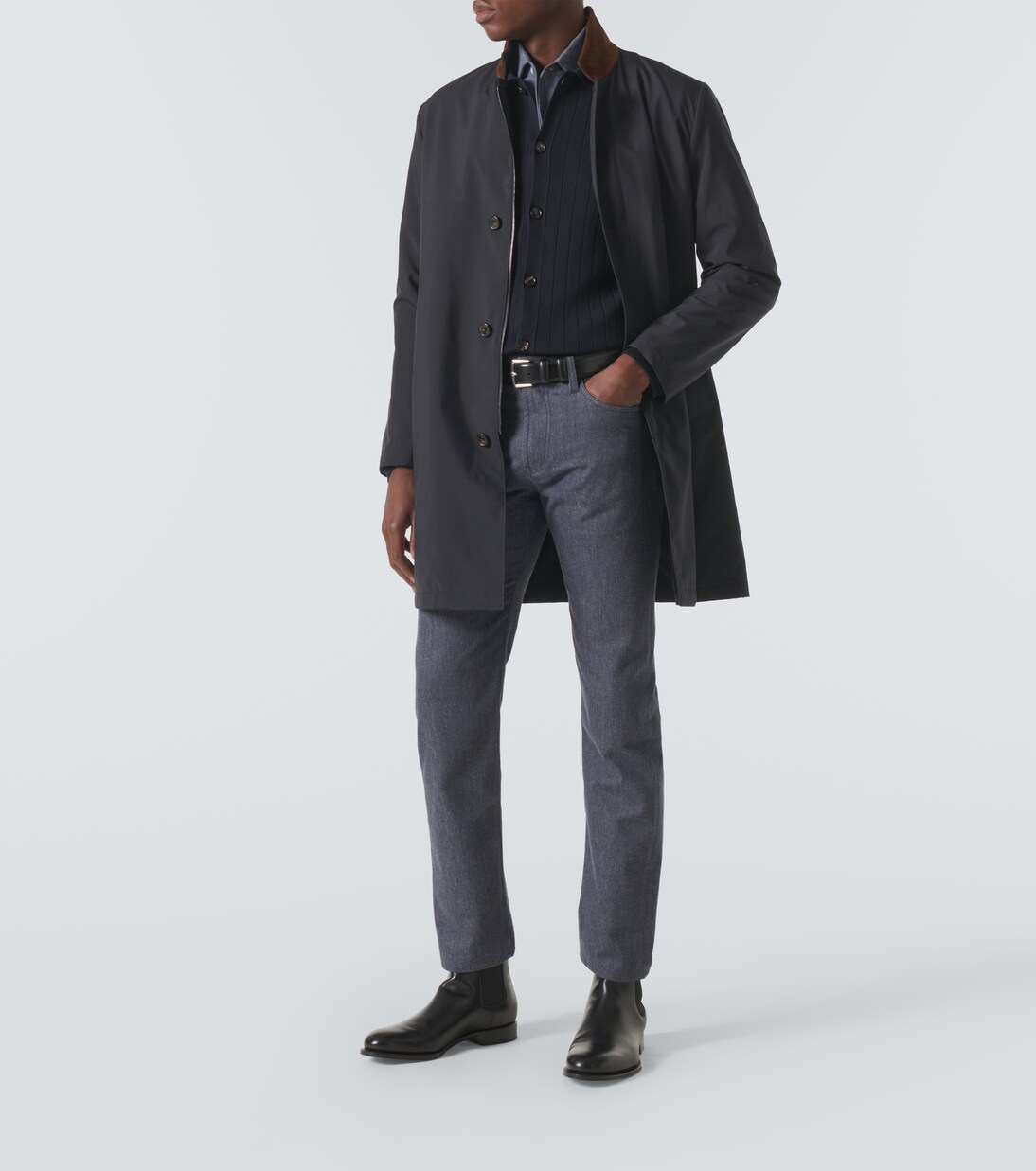 Regenmantel Sebring mit Leder | Loro Piana