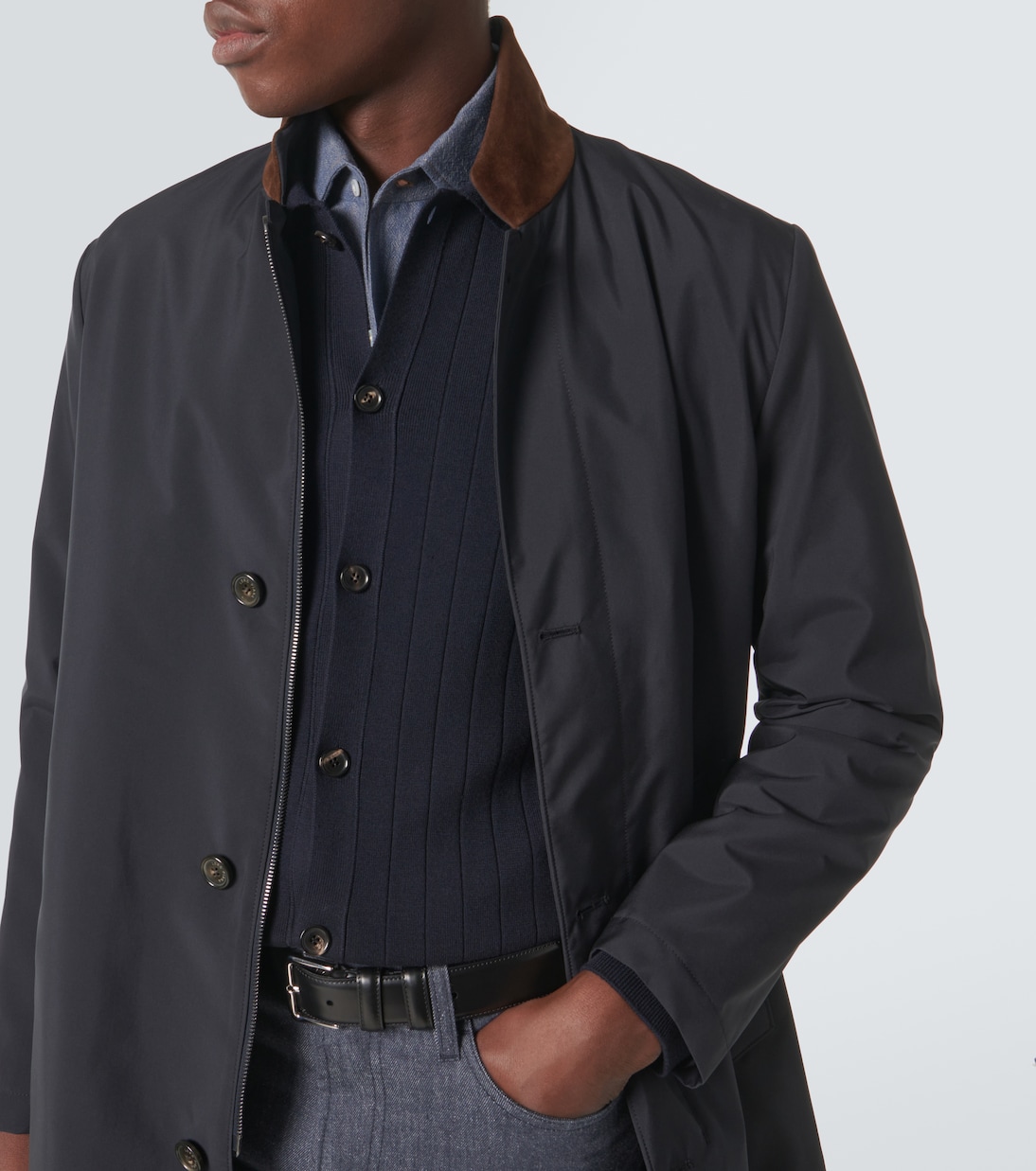 Regenmantel Sebring mit Leder | Loro Piana