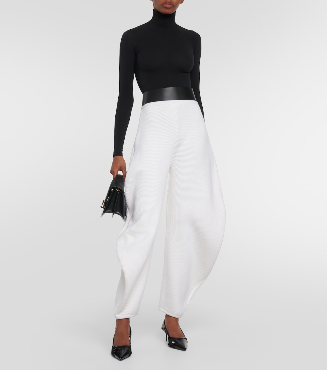 High-rise knit barrel-leg pants | Alaïa