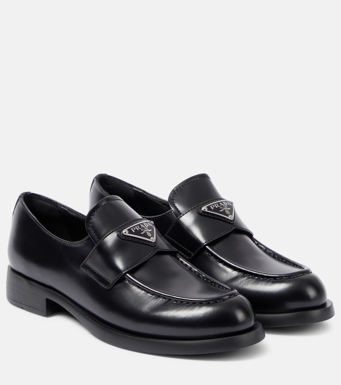 Logo leather loafers | Prada
