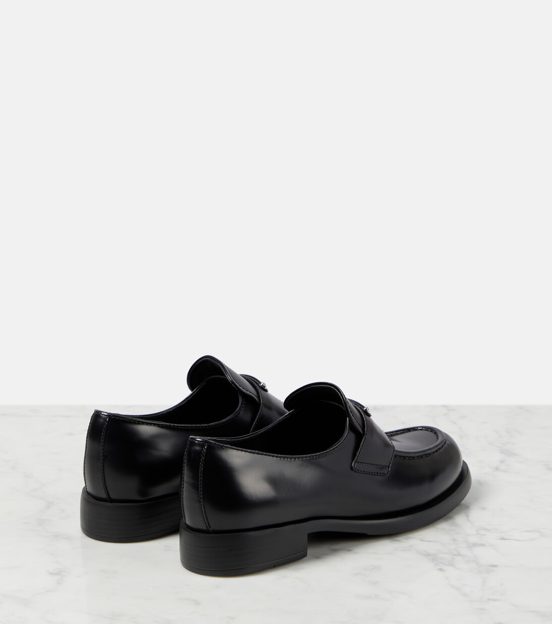 Logo leather loafers | Prada