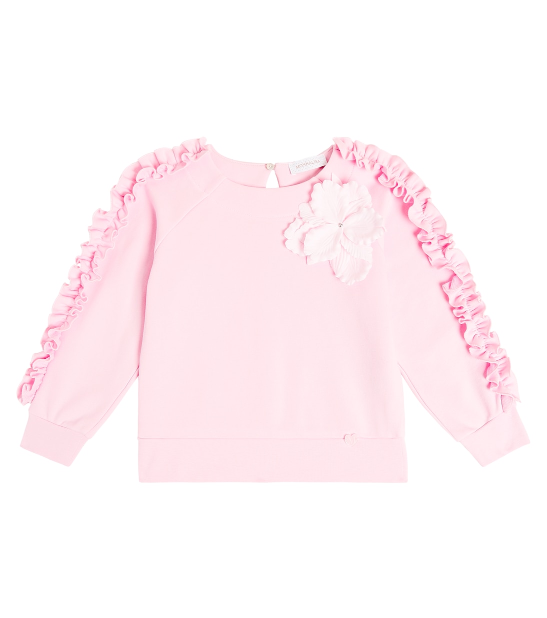 Flower-detail cotton and linen sweatshirt | Monnalisa