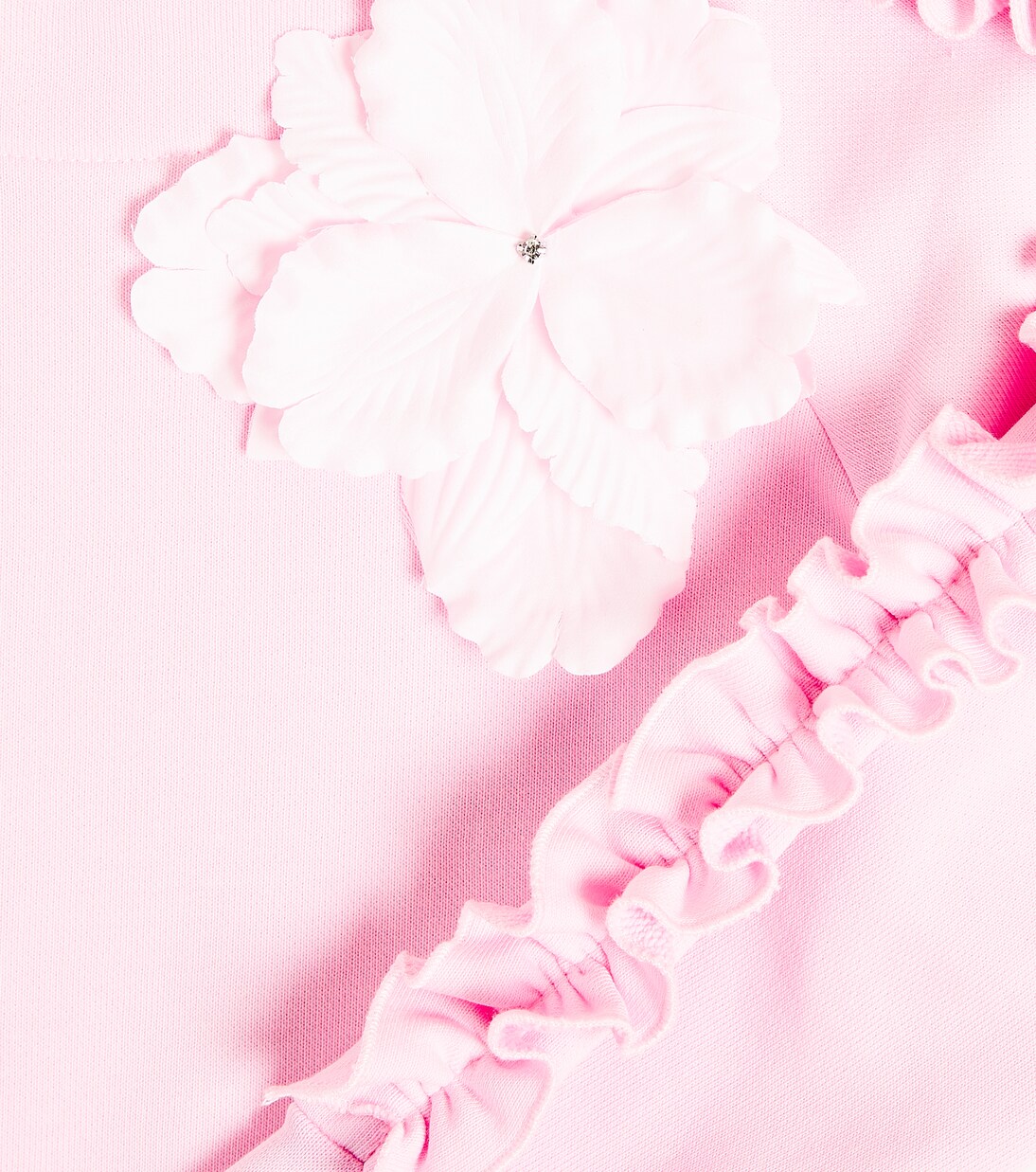 Flower-detail cotton and linen sweatshirt | Monnalisa