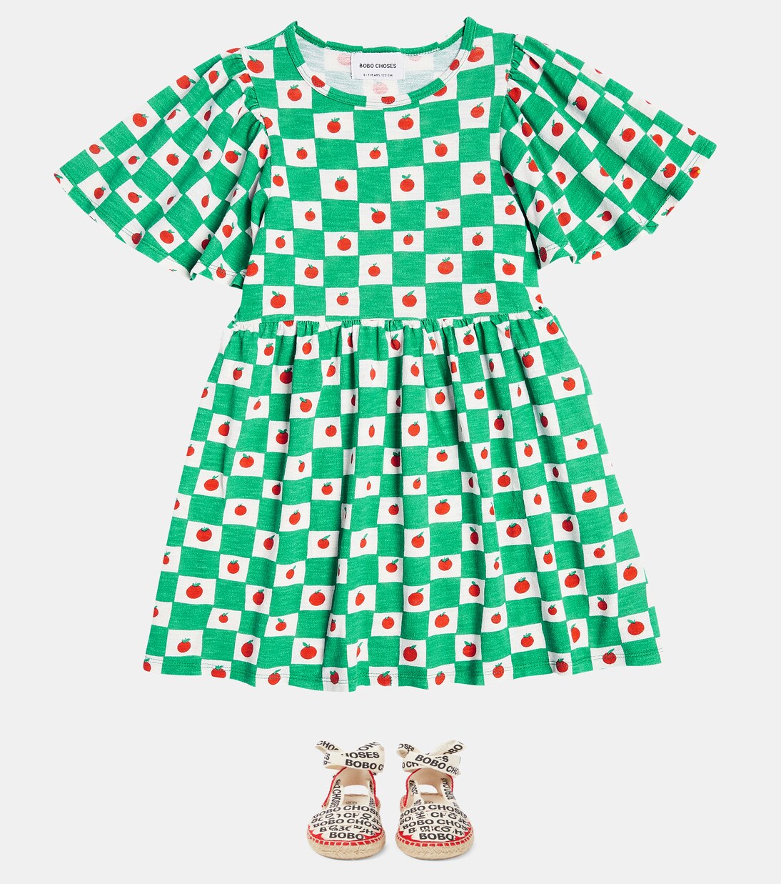 Tomato ruffled cotton dress | Bobo Choses
