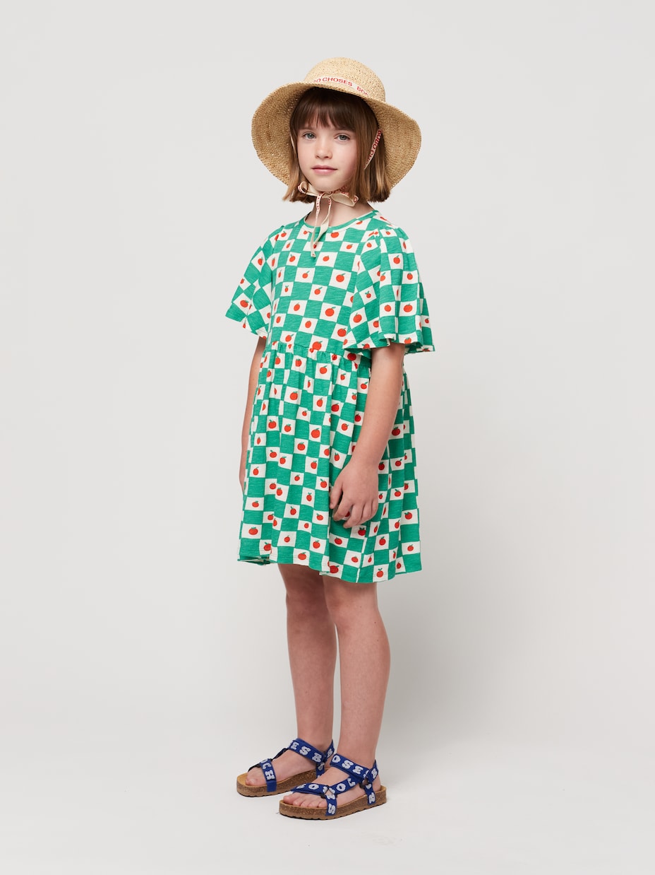 Tomato ruffled cotton dress | Bobo Choses