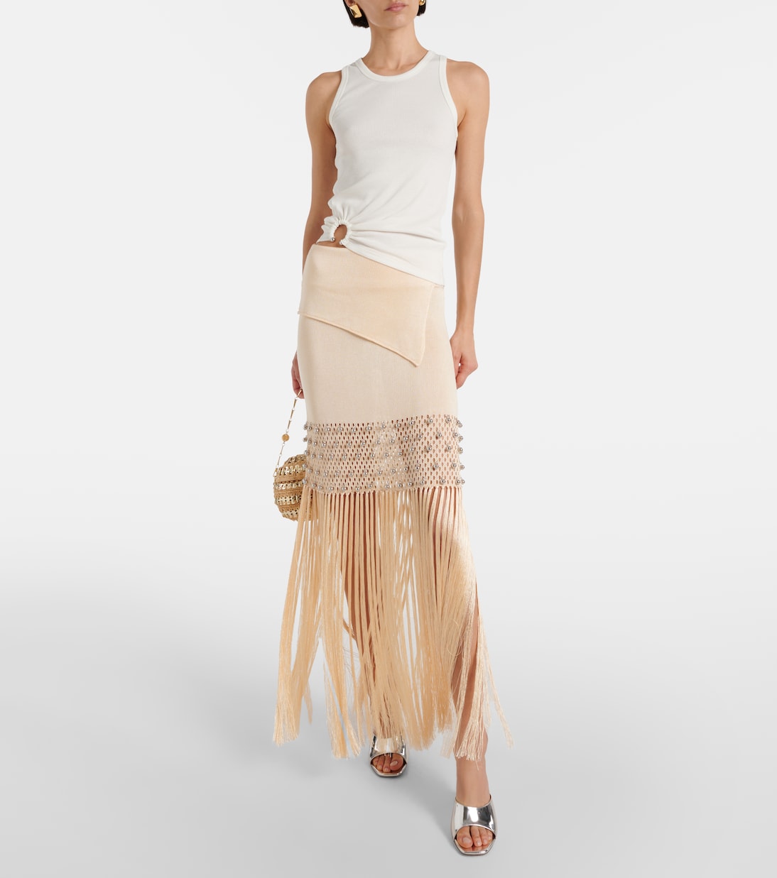 Ring-detail cotton-blend jersey tank top | Rabanne