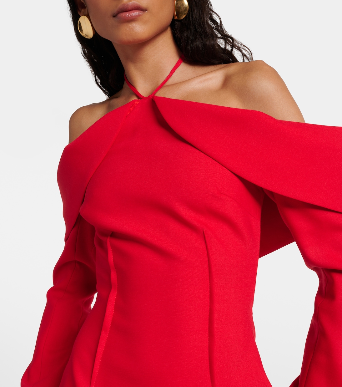 Robe midi en laine mélangée | David Koma