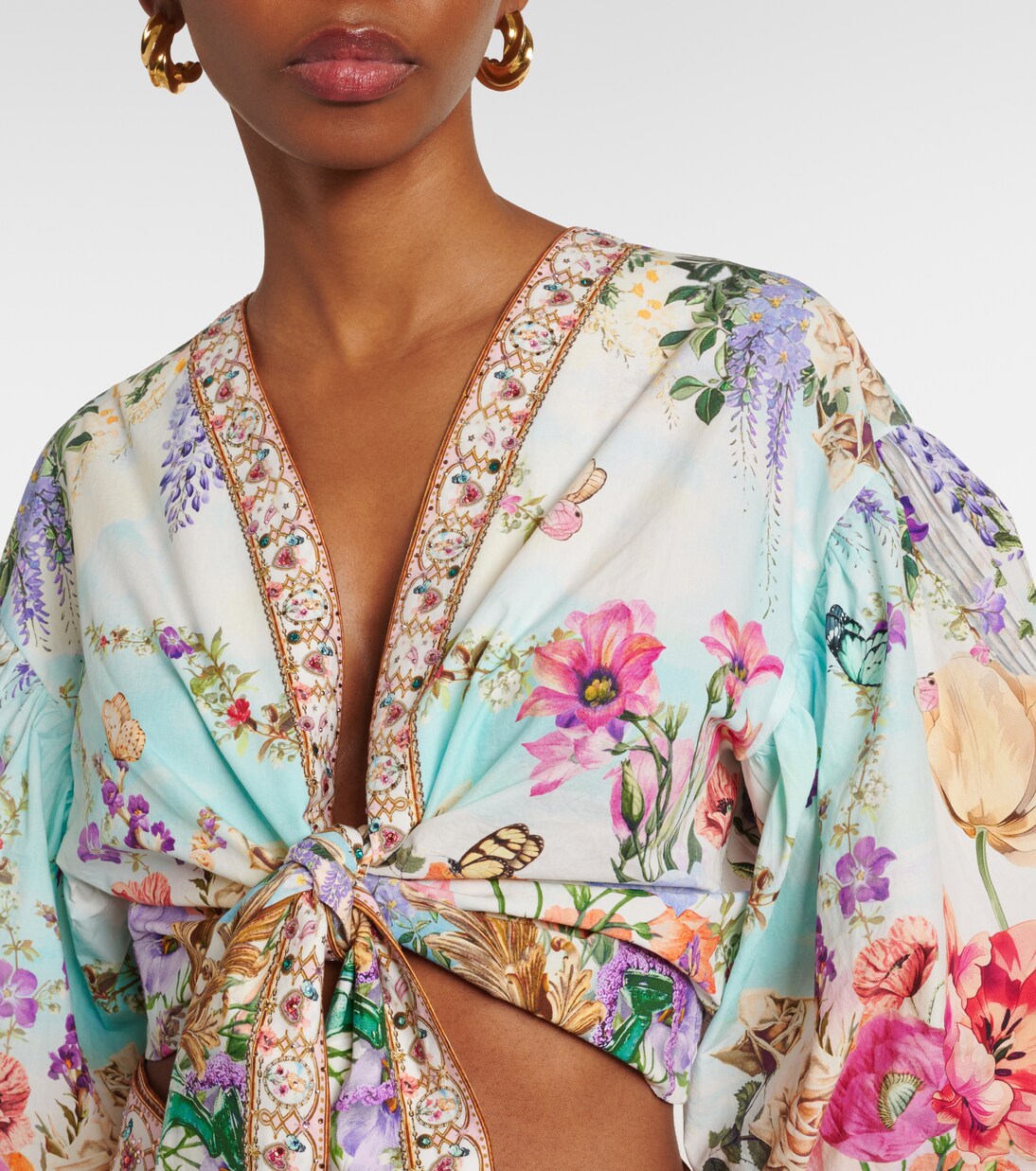 Bedrucktes Cropped-Top aus Baumwolle | Camilla