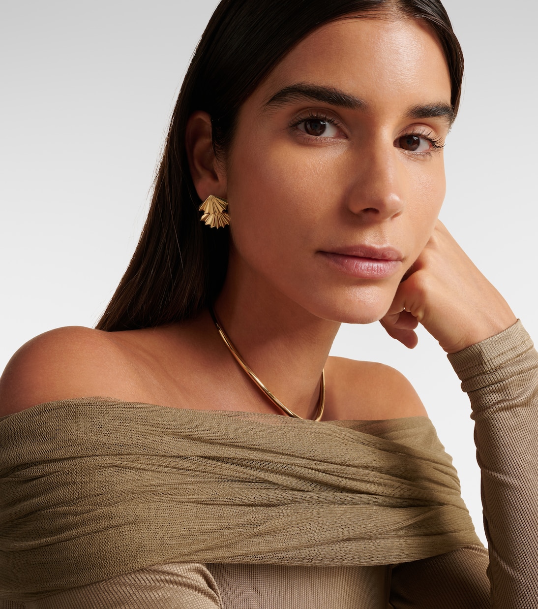 Fan Large 18kt gold earrings | Anita Ko