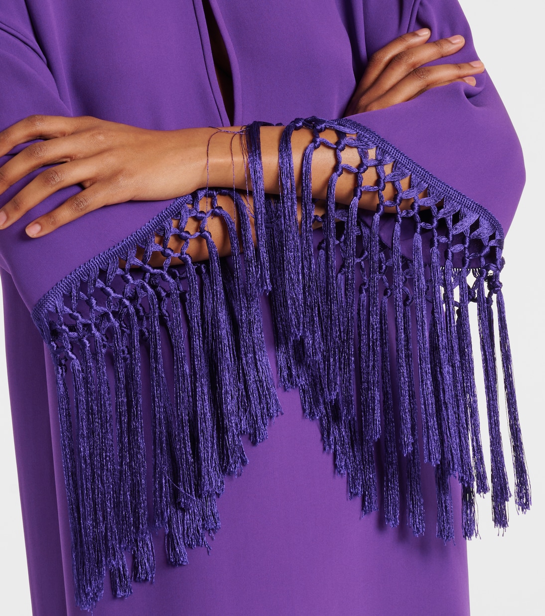 Vestido corto de Cady Couture con flecos | Valentino