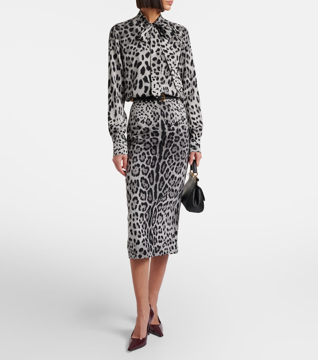 Leopard-print silk-blend pencil skirt | Dolce&Gabbana