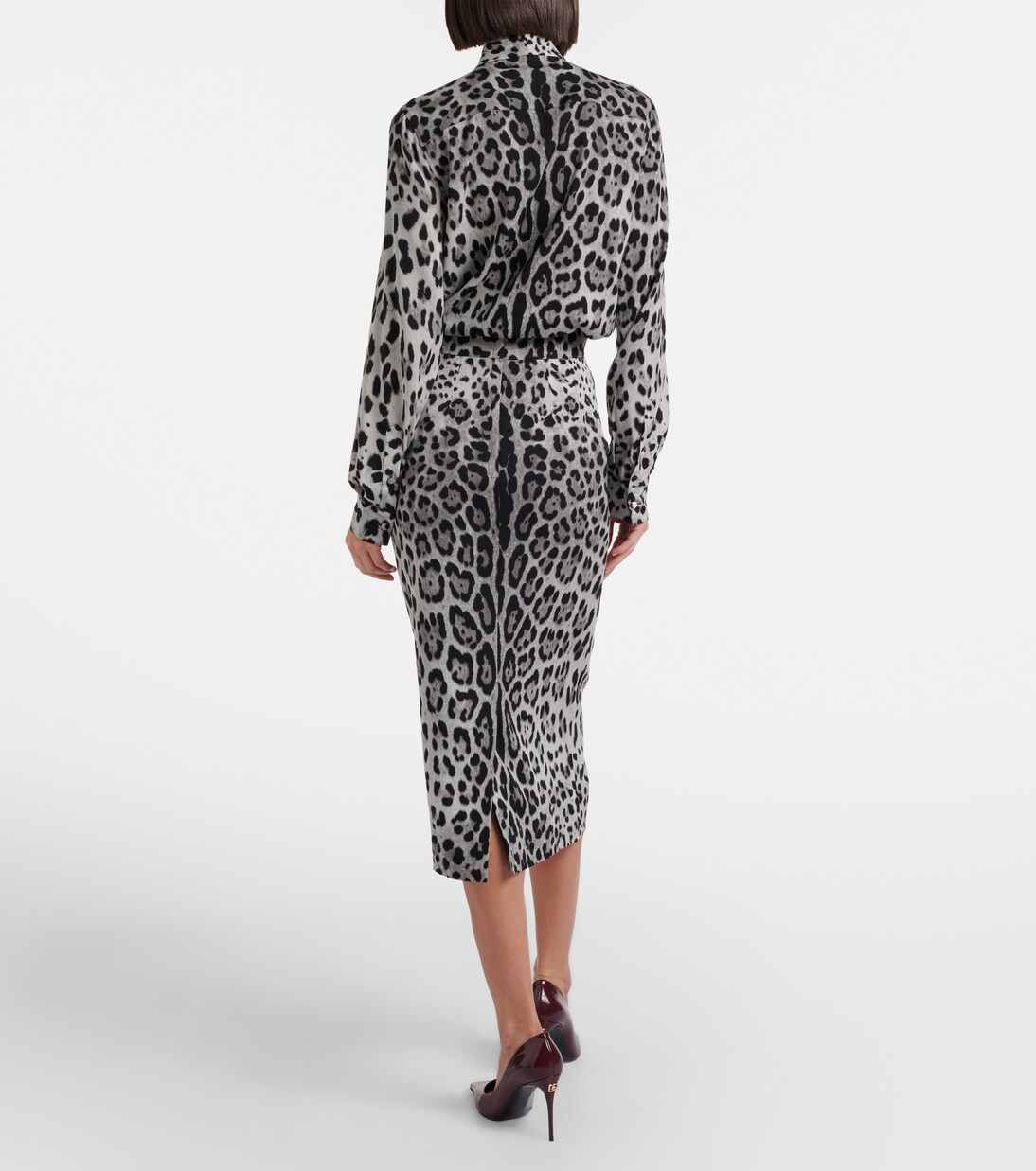 Leopard-print silk-blend pencil skirt | Dolce&Gabbana