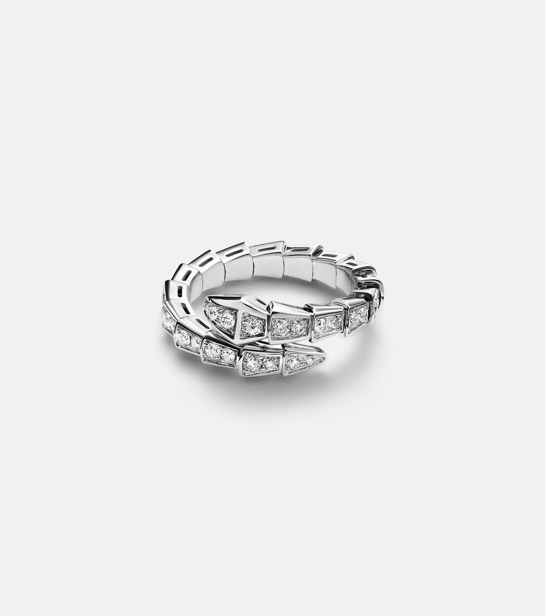 Serpenti Viper 18kt white gold ring with diamonds | Bvlgari