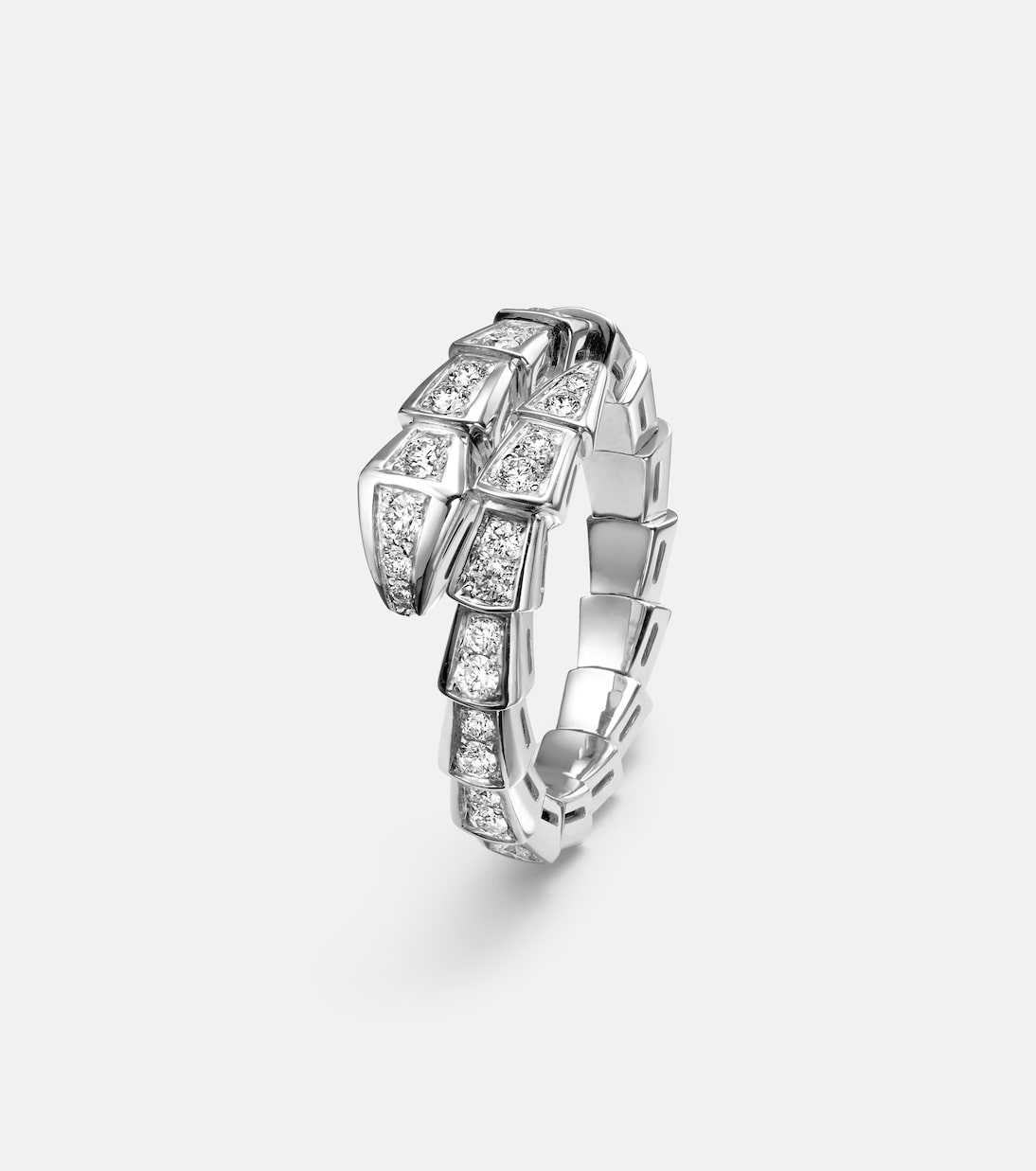 Serpenti Viper 18kt white gold ring with diamonds | Bvlgari