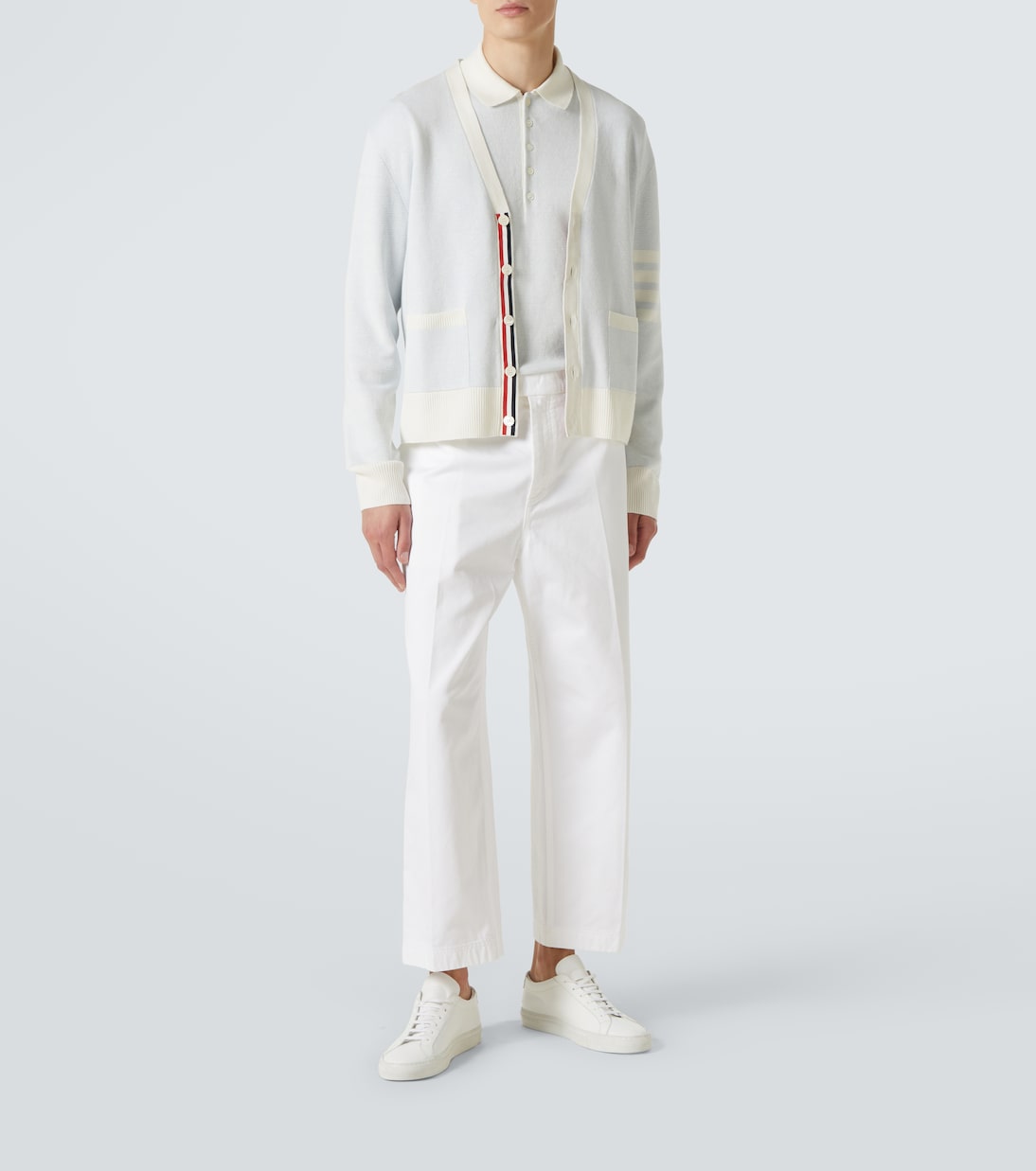 Polohemd 4-Bar aus Leinen und Baumwolle | Thom Browne