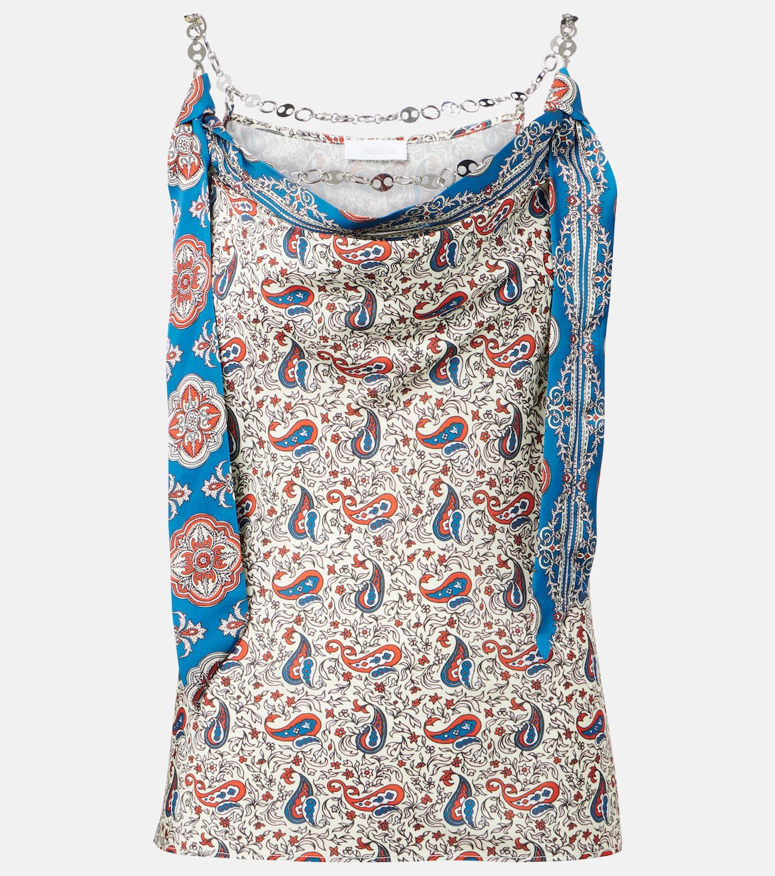 Chain-detail paisley satin camisole | Rabanne