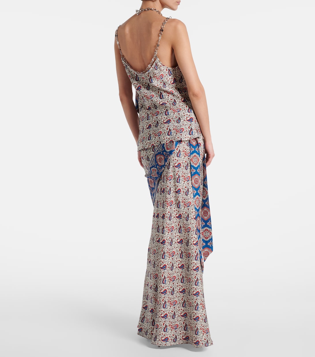 Chain-detail paisley satin camisole | Rabanne