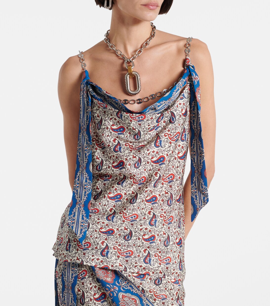 Chain-detail paisley satin camisole | Rabanne