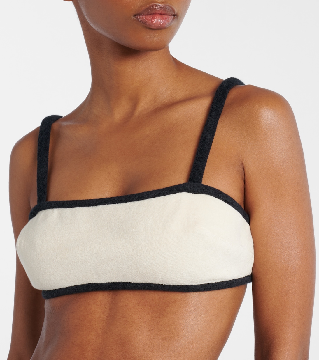 Cotton-blend terry bikini top | Adriana Degreas