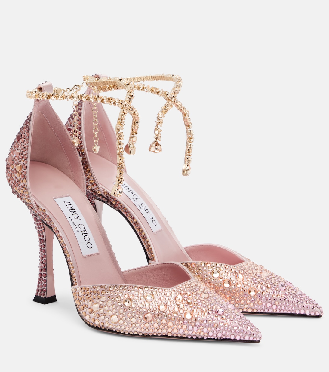 Stevie 100 crystal-embellished satin pumps | Jimmy Choo