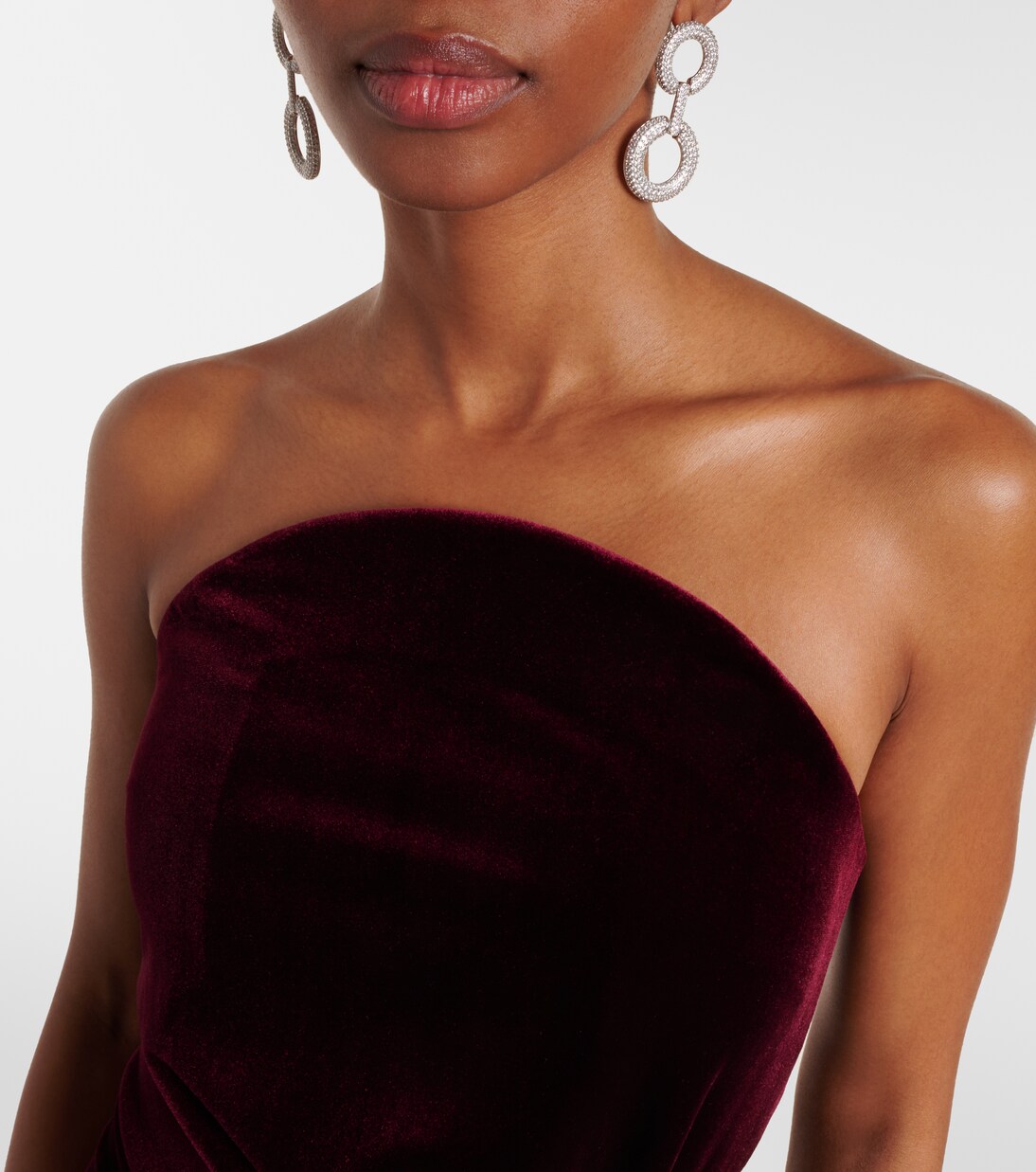 Robe longue bustier en velours à ornements | Self-Portrait