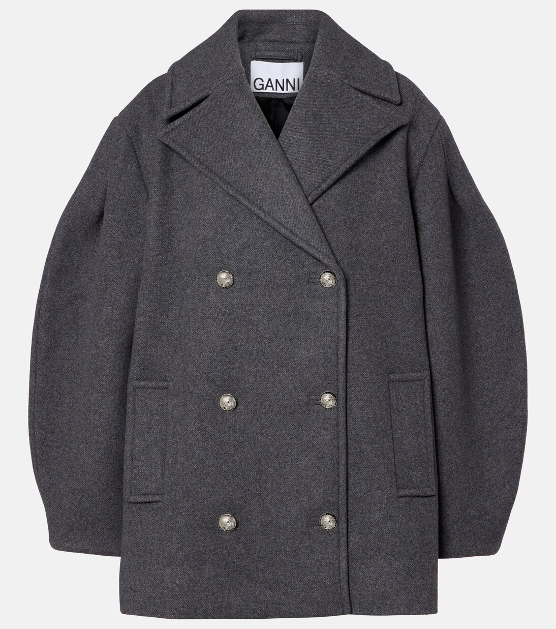 Oversized wool-blend peacoat | Ganni