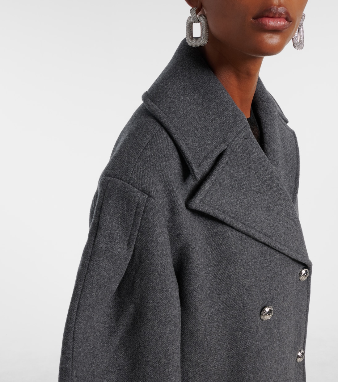 Oversized wool-blend peacoat | Ganni