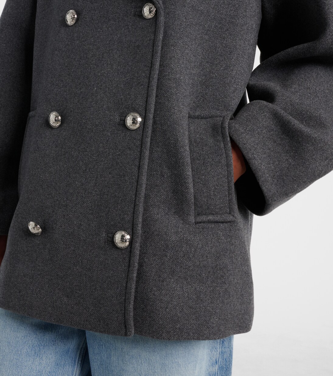 Oversized wool-blend peacoat | Ganni