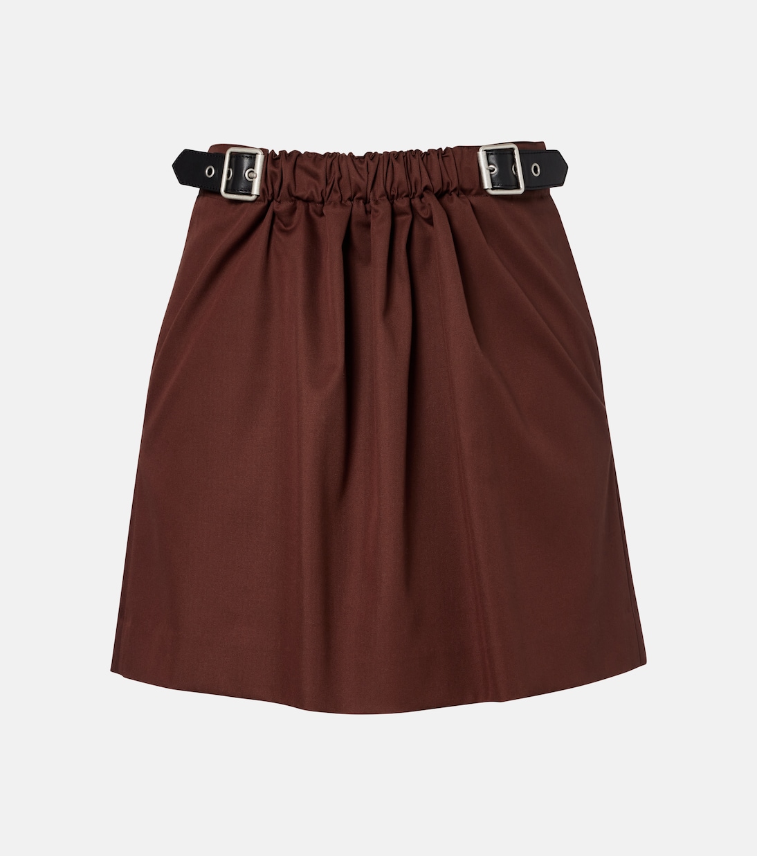 Belted cotton and silk twill miniskirt | Loewe
