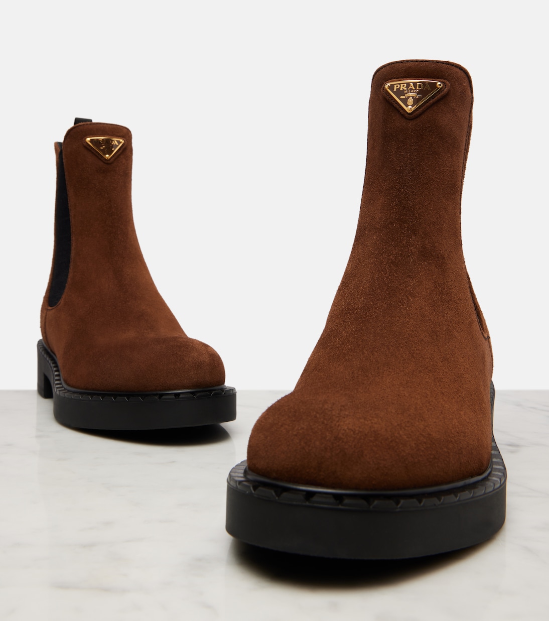 Chelsea Boots Chocolate aus Veloursleder | Prada