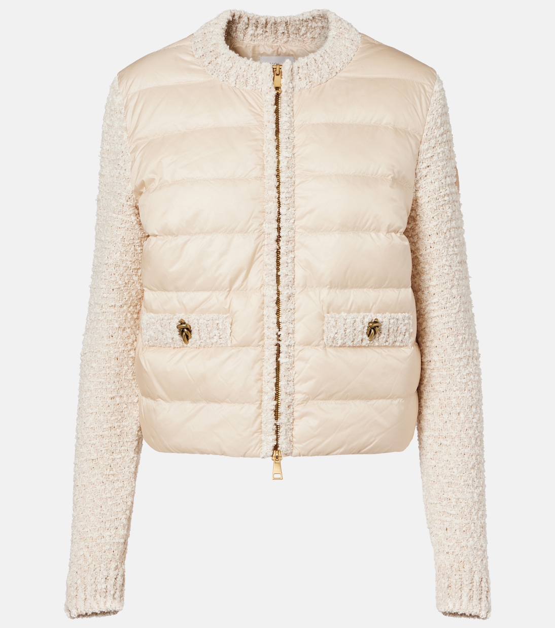 Down-paneled bouclé-trimmed zip-up cardigan | Moncler